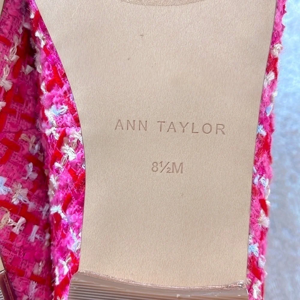 Brand New Ann Taylor Pink Tweed Ballet Flats Bow 1/2
